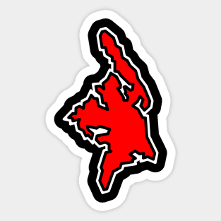 Cortes Island Outline in Spicy Red - Solid Crimson - Cortes Island Sticker